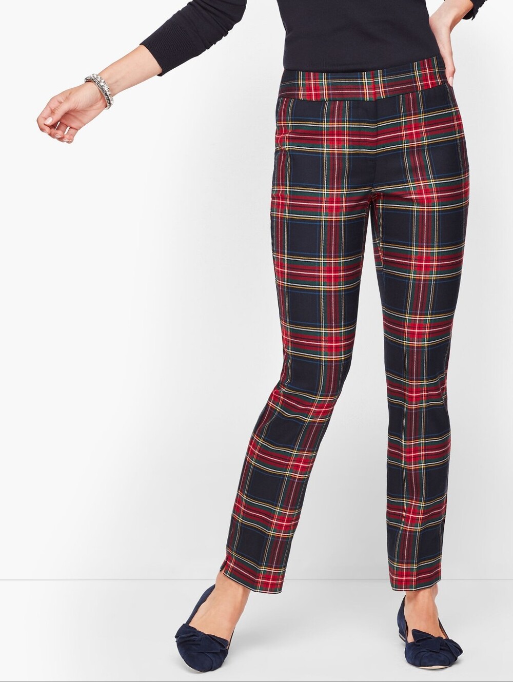 TALBOTS Hampshire Festive Tartan Plaid Wool Ankle Pants | SZ 4P